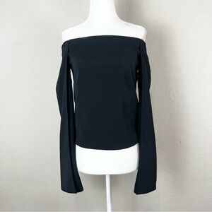 Kaufman Franco Onyx Off Shoulder Long Sleeve Black Blouse‎ Size Small